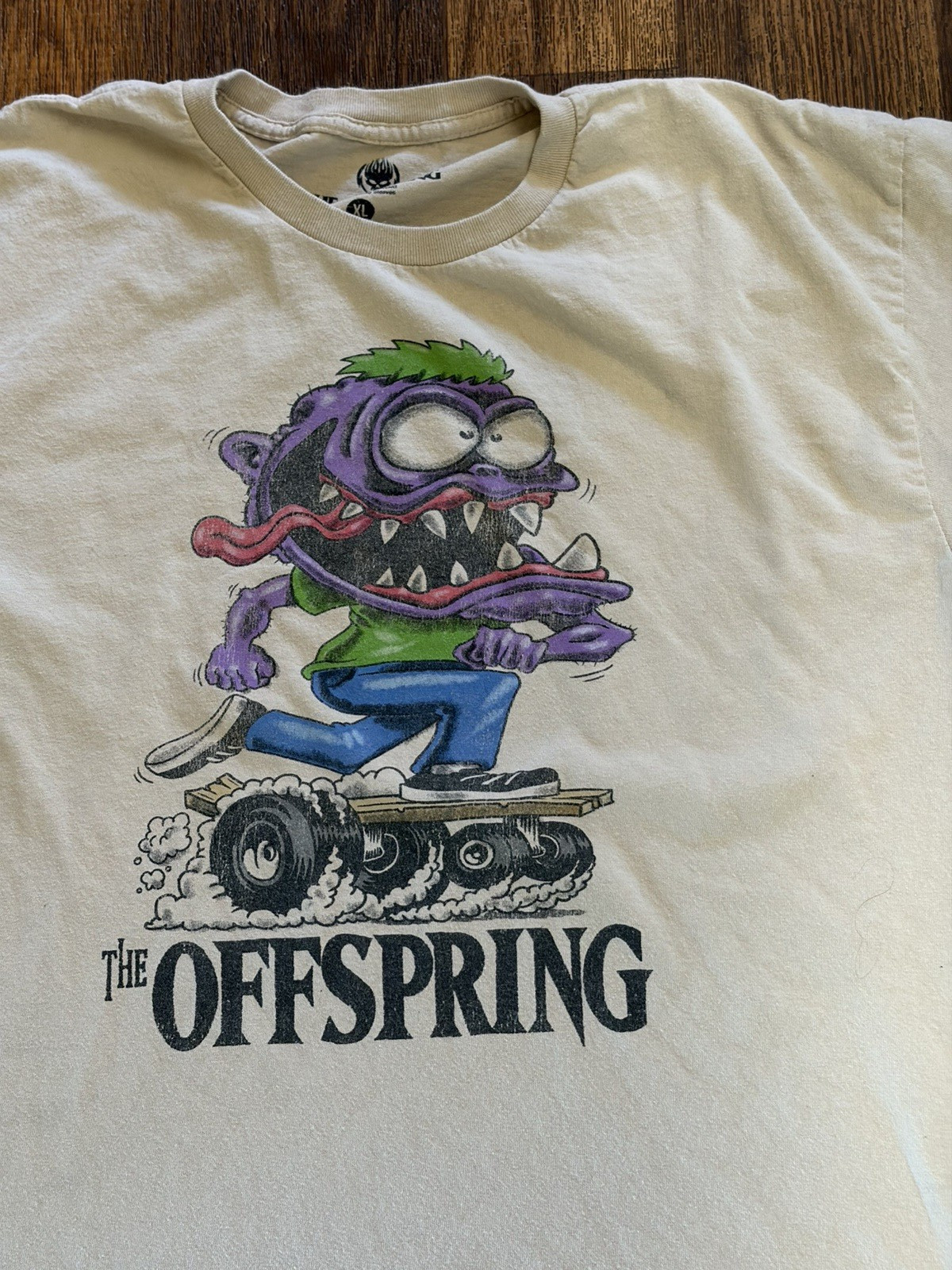 Men’s The Offspring T-Shirt White Spell-Out Logo XL 90s Grunge Punk Band Skate