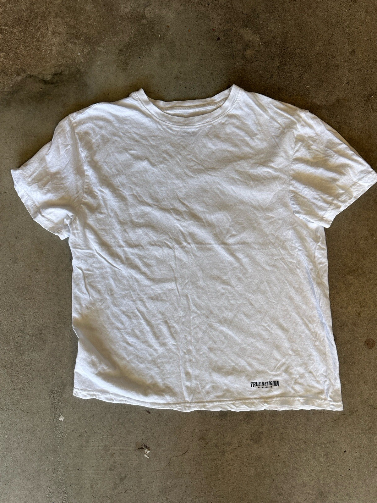 True Religion Men's White Cotton Knit Logo Crew Neck Short Sleeve T-Shirt L gallery