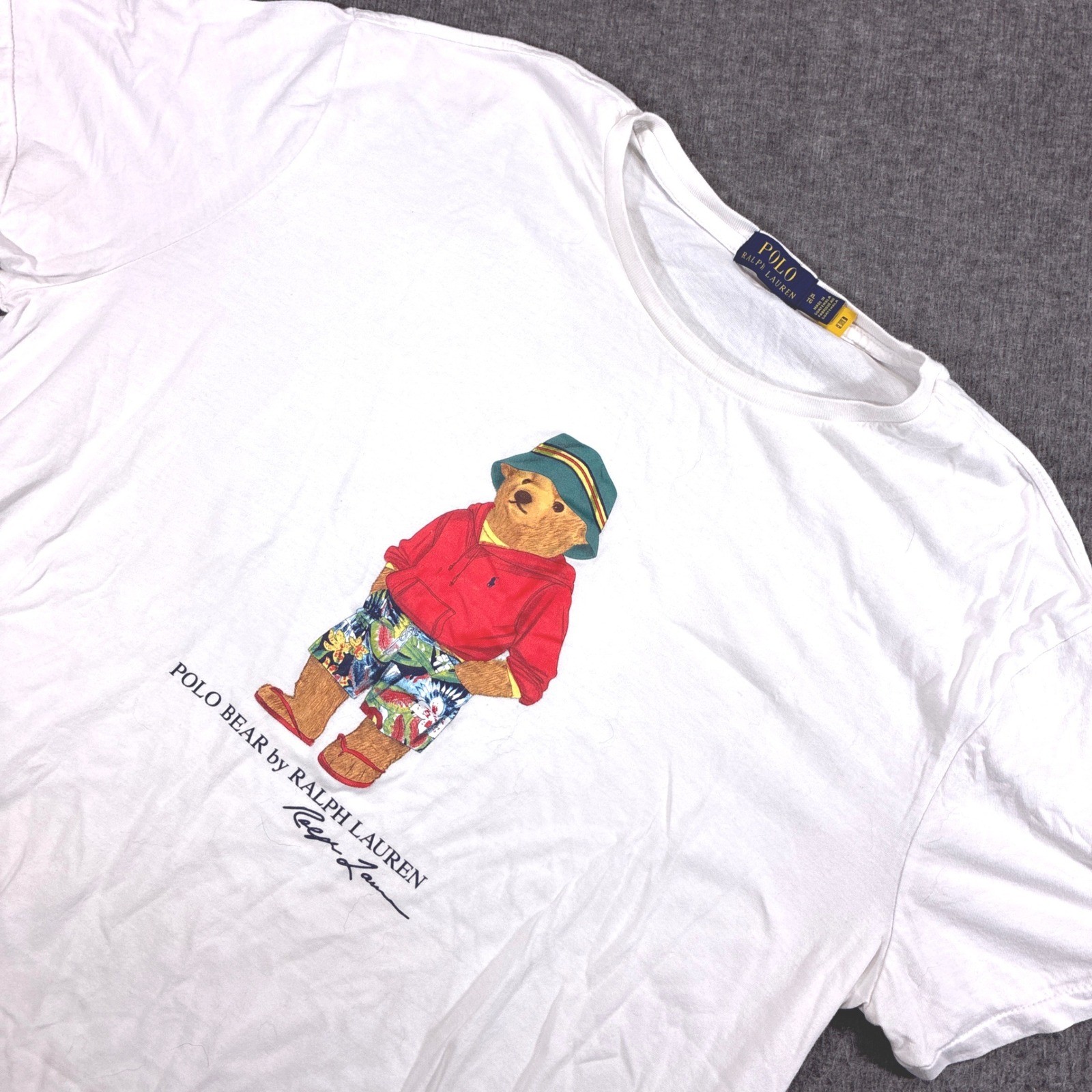 Polo Ralph Lauren Polo Bear T-Shirt Mens XL White Tropical Vacation Graphic