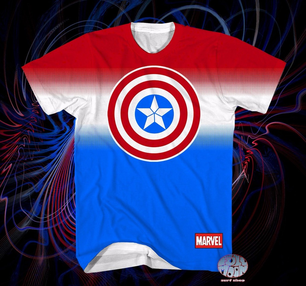 New Marvel Comics Captain American Mens Soccer Jersey T-Shirt