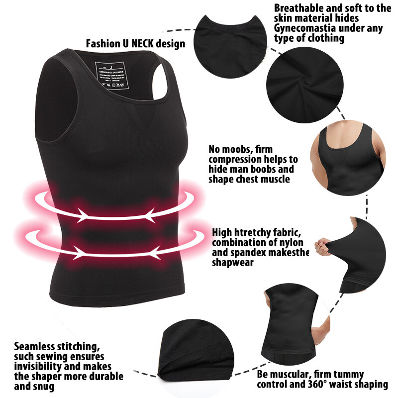 Mens Compression Shirt Slimming Body Shaper Vest Waist Trainer Vests Undershirts gallery