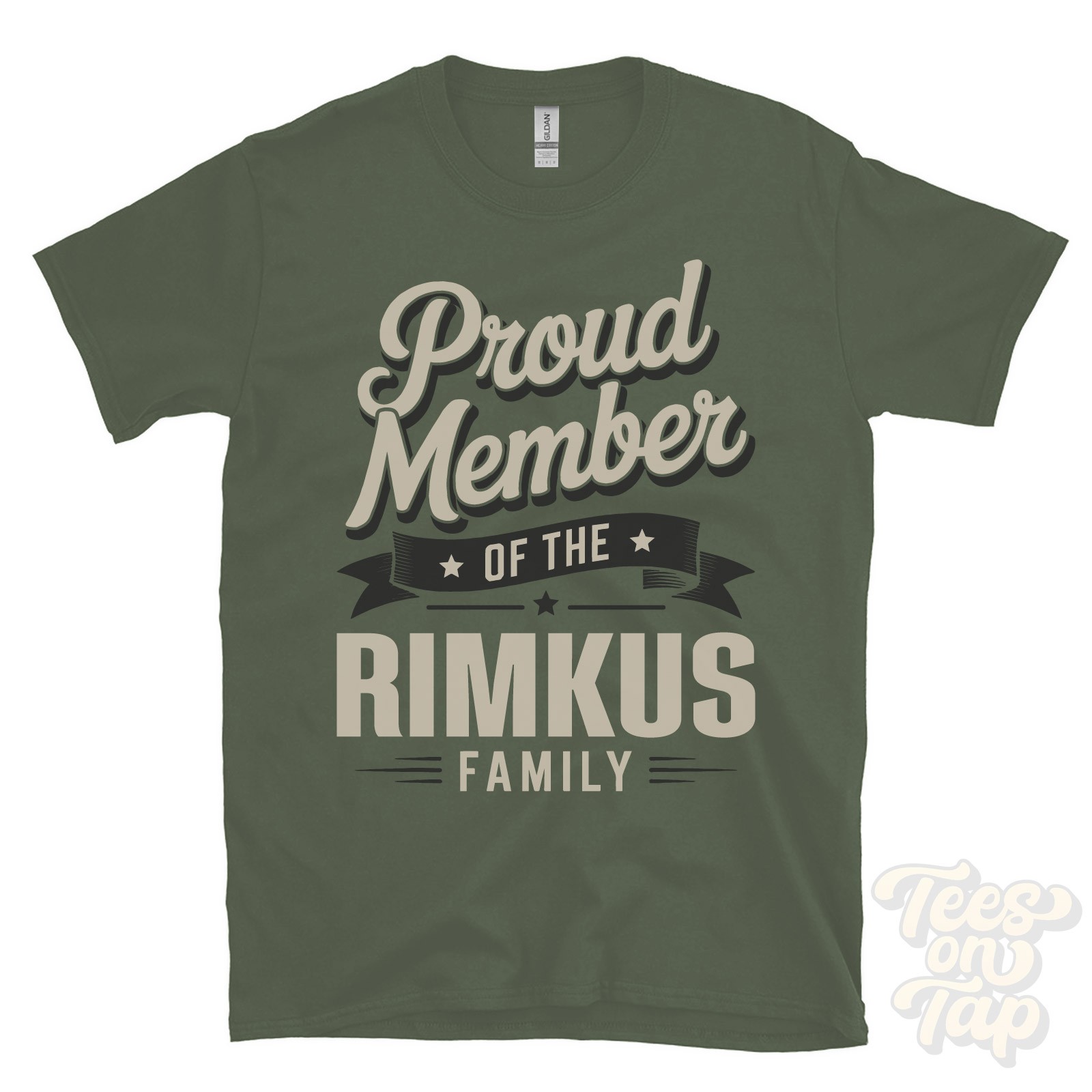 PROUD MEMBER OF THE RIMKUS FAMILY T-SHIRT surname last name heritage ancestry