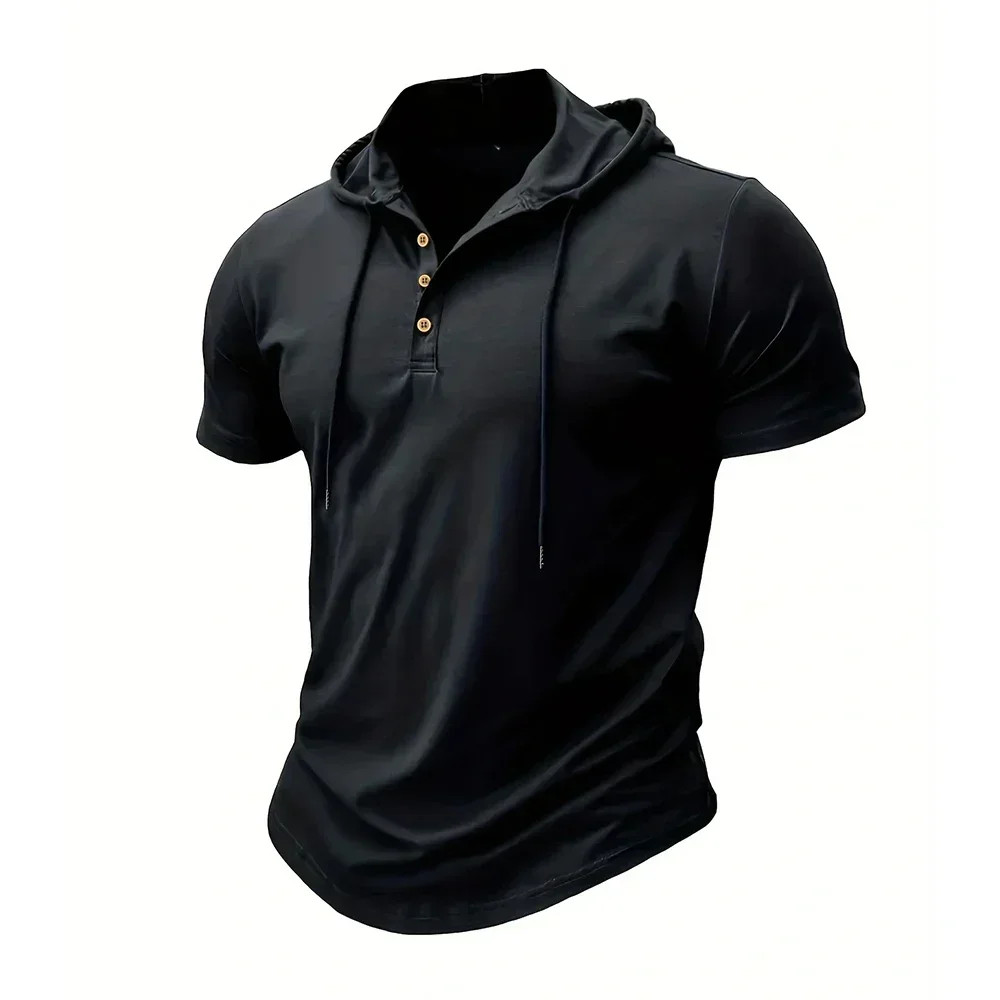Men's T Shirt Summer Slim Fitness Hooded Short-Sleeved Tees Male Lightweight gallery