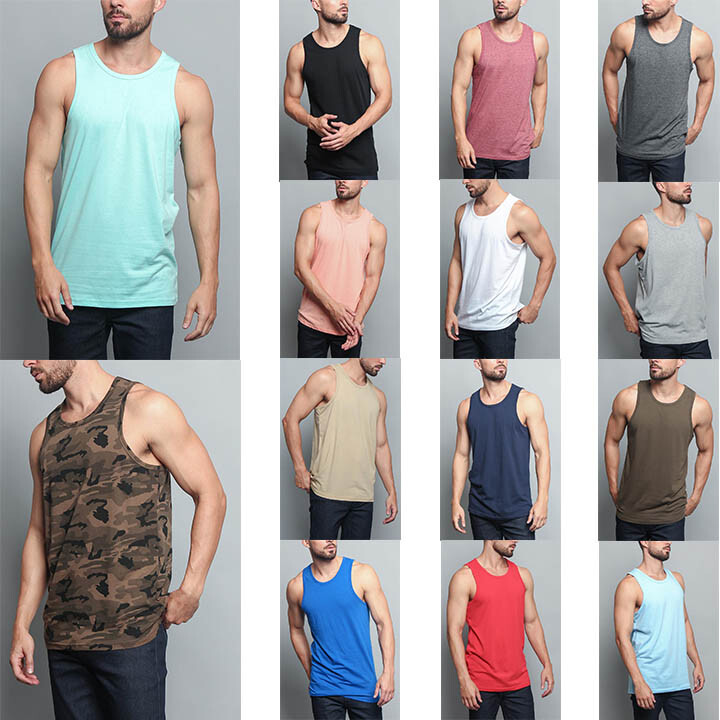 Men's Basic Straight Hem Long Length Tank Top Sleeveless T-shirts S~5XL TT60-H gallery