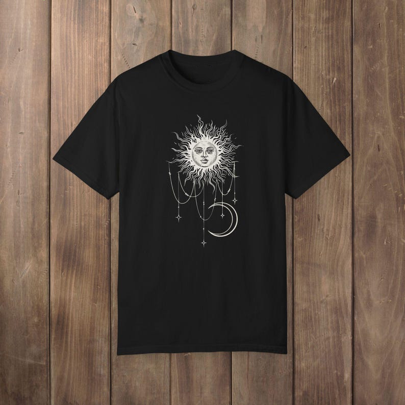Widow's Bay Patricia's Shirt, Celestial Sun Crescent Moon BOHO Tee gallery
