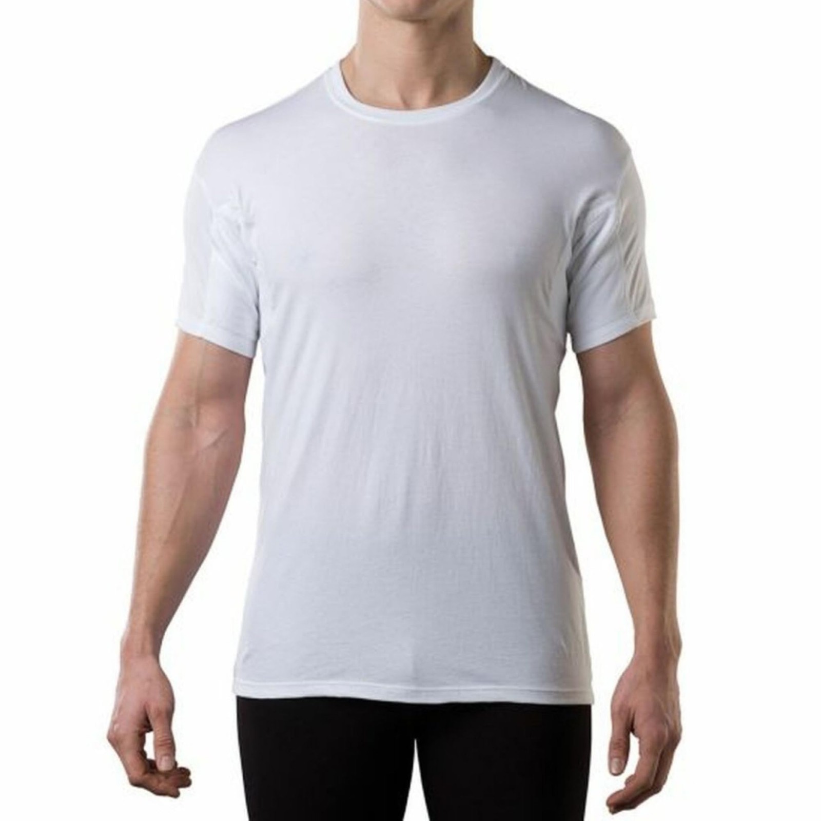 Mens Sweatproof Undershirt - Cotton Crew Neck T-Shirt with Underarm Sweat Pads gallery