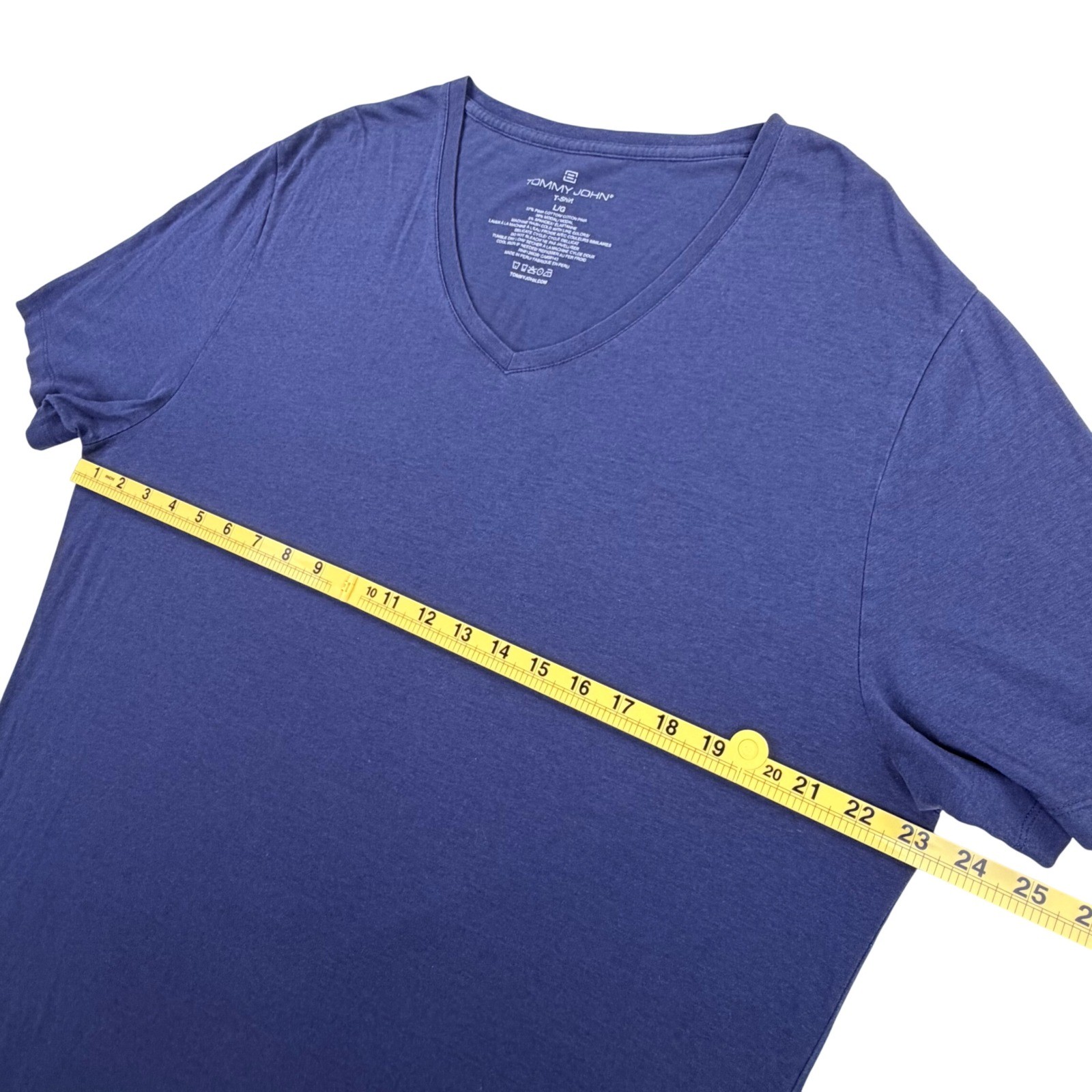 Tommy John V Neck T Shirt Men LARGE Blue Pima Cotton Stretch DUTZZ33CM1 Lounge gallery