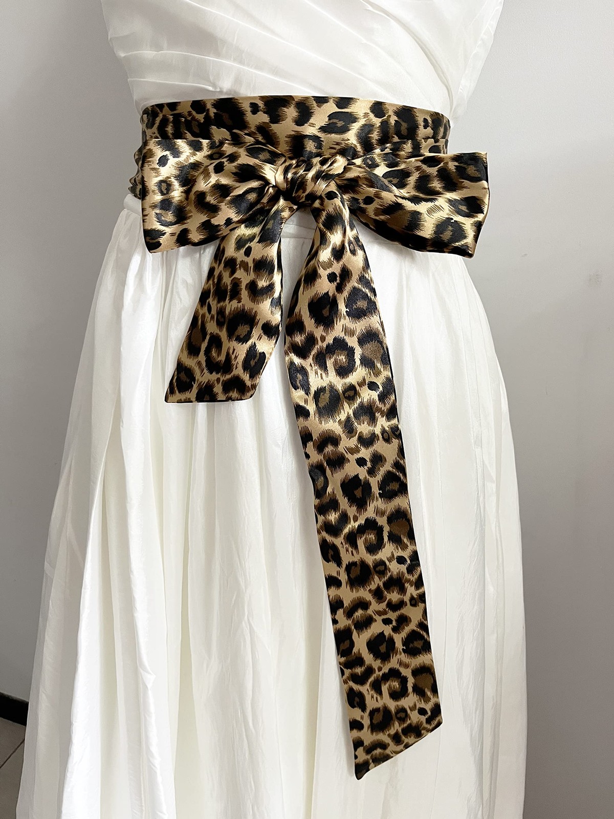 Leopard print dress sash bow sash (Champagne) gallery