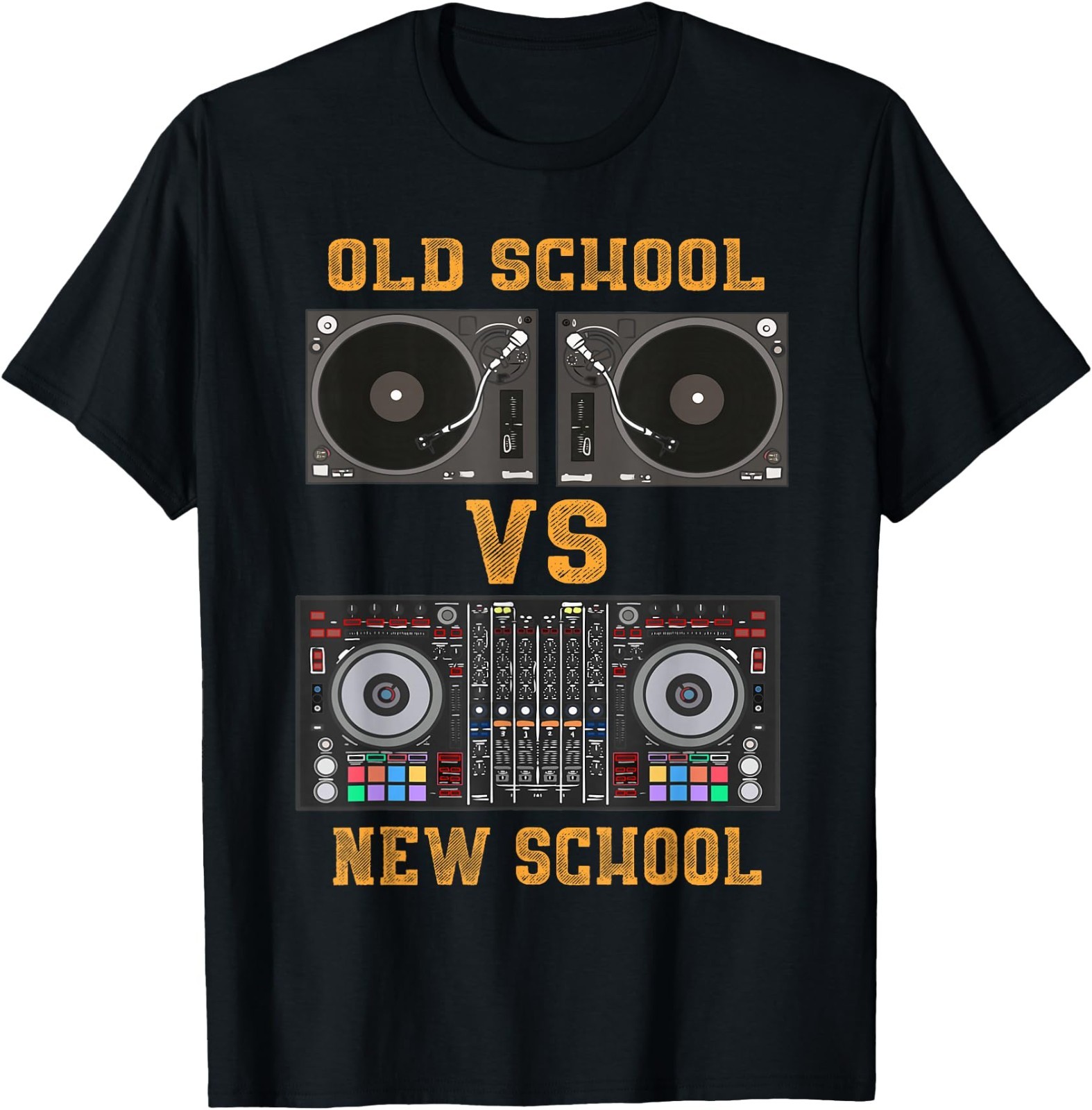Old School DJ VS New School DJ Gifts for Men Equipment Table T-Shirt gallery