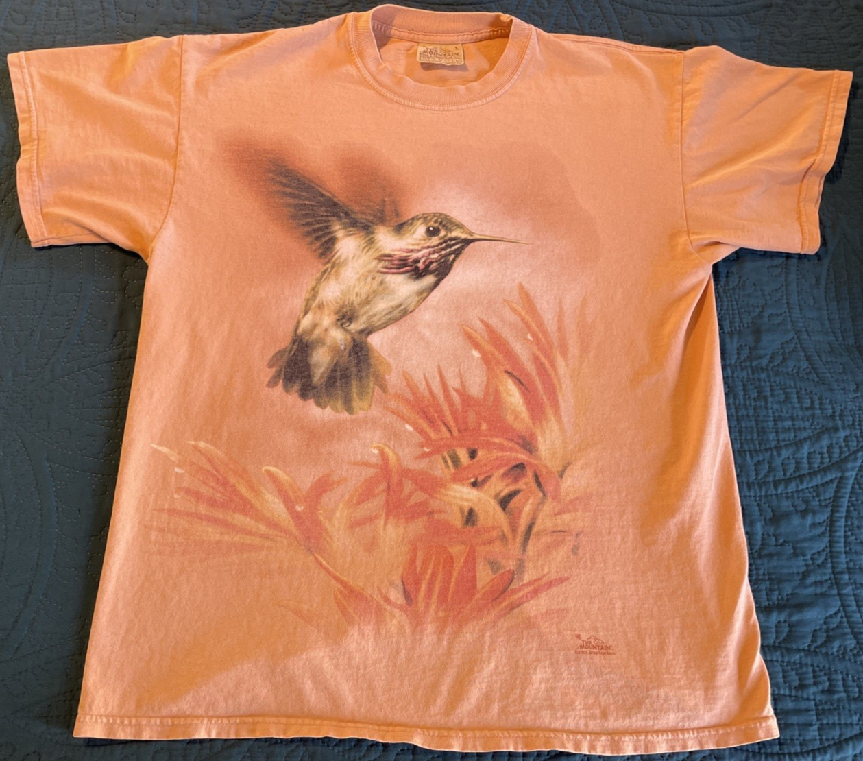 The Mountain T-Shirt Hummingbird Wildlife Bird Nature, Peach, Graphic Tee Sz L gallery