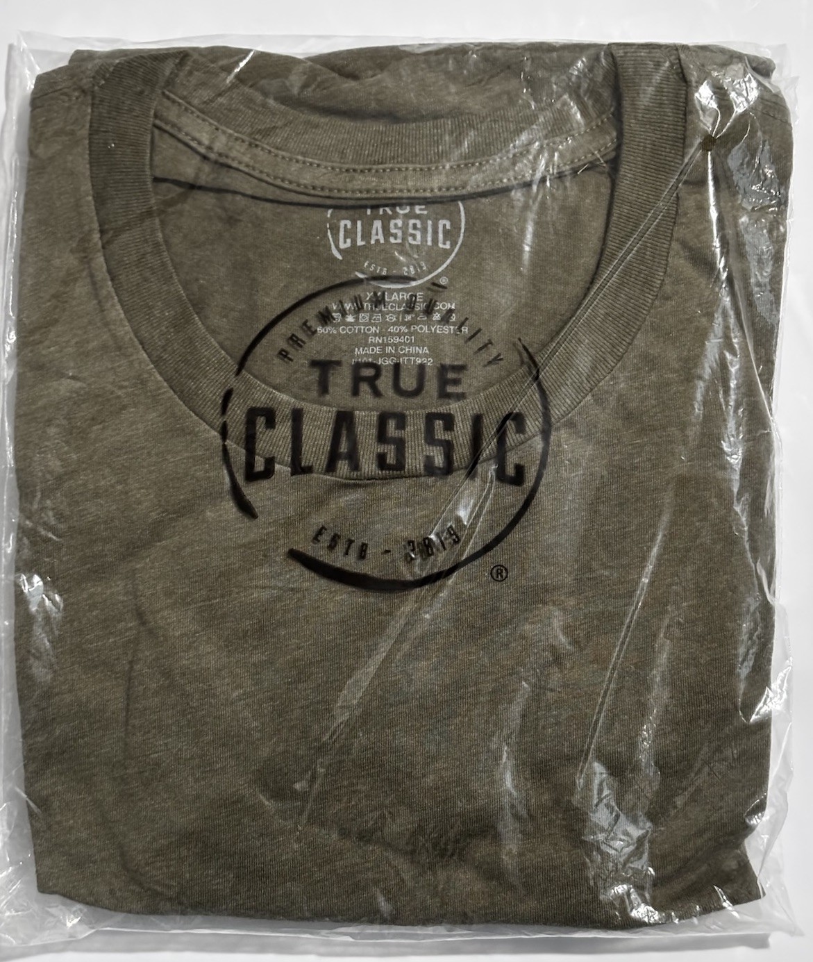 True Classic Men’s Crew Neck T-Shirt XXL Olive Green Short Sleeve New gallery