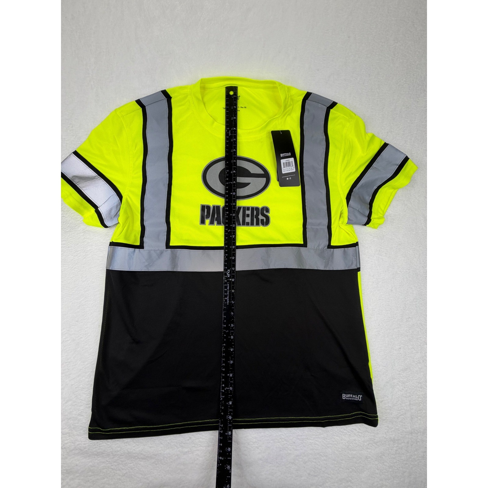 Buffalo Outdoors Green Bay Packers Hi-Vis Safety Shirt Mens Large ANSI Class 2 gallery