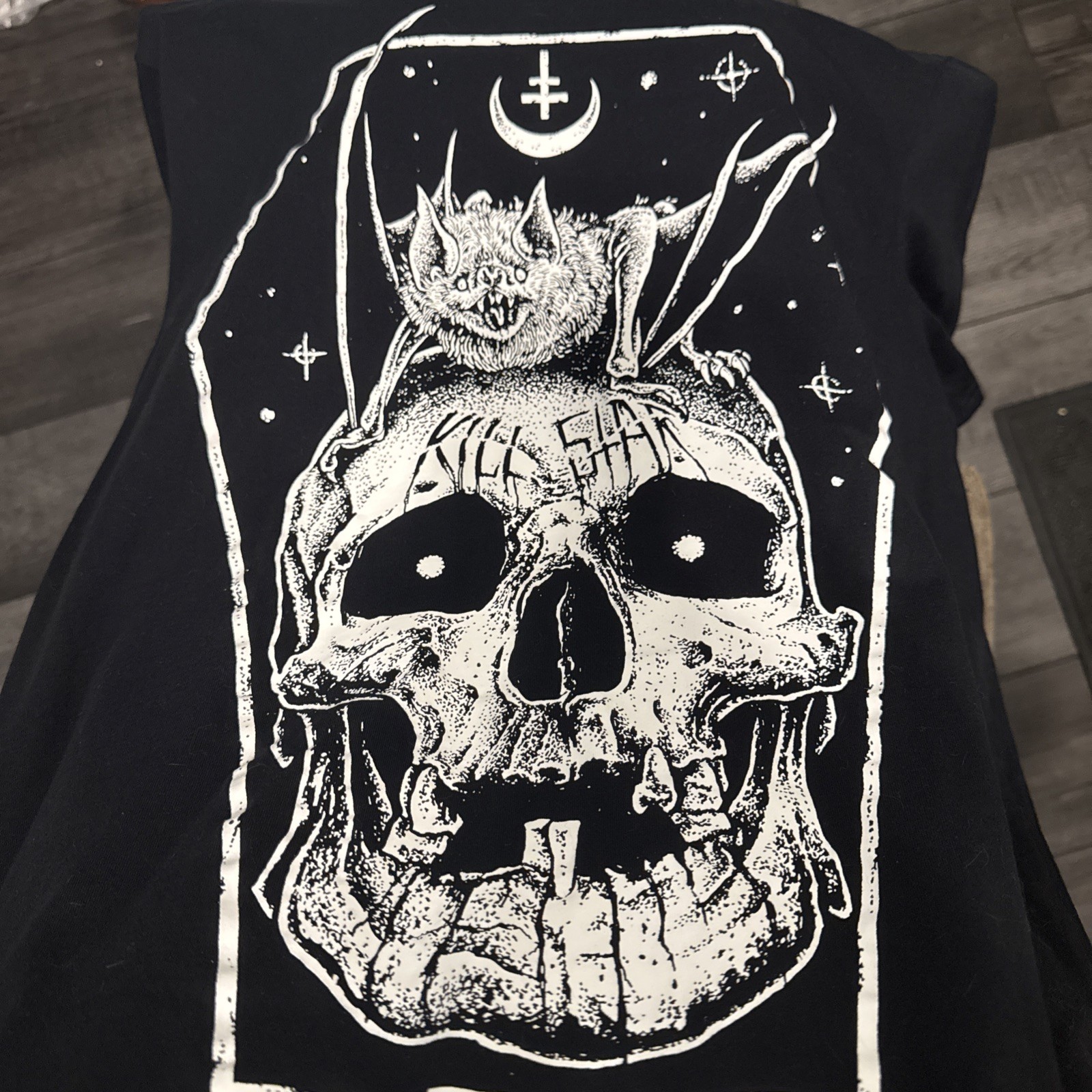 KILLSTAR Fly High Skull Bat RARE Mens XL Black Shirt Goth Metal Occult Wicca NEW gallery