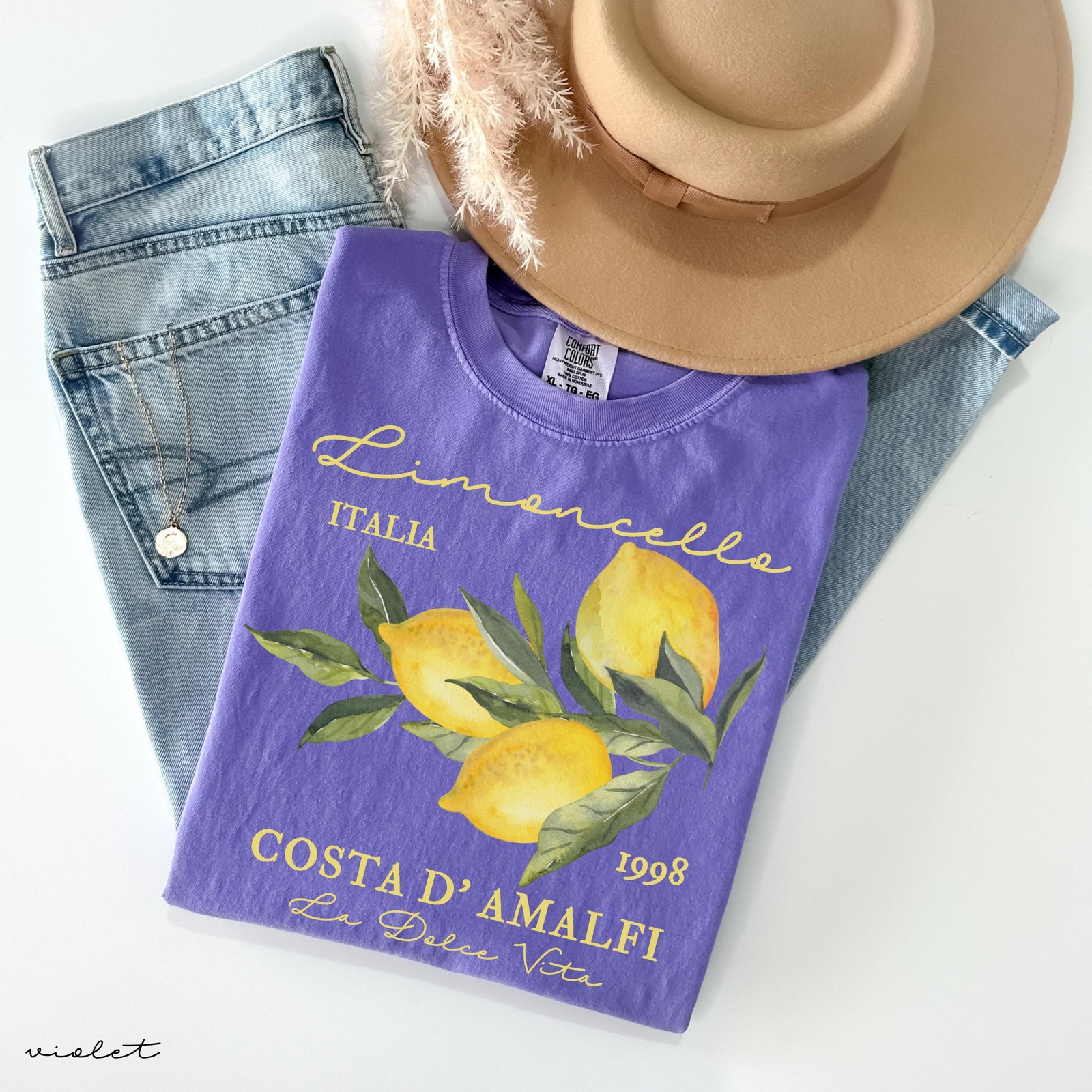 Comfort Colors® Retro Limoncello La Dolce Vita Tee, Lemon Shirt, Italy T-shirt, gallery