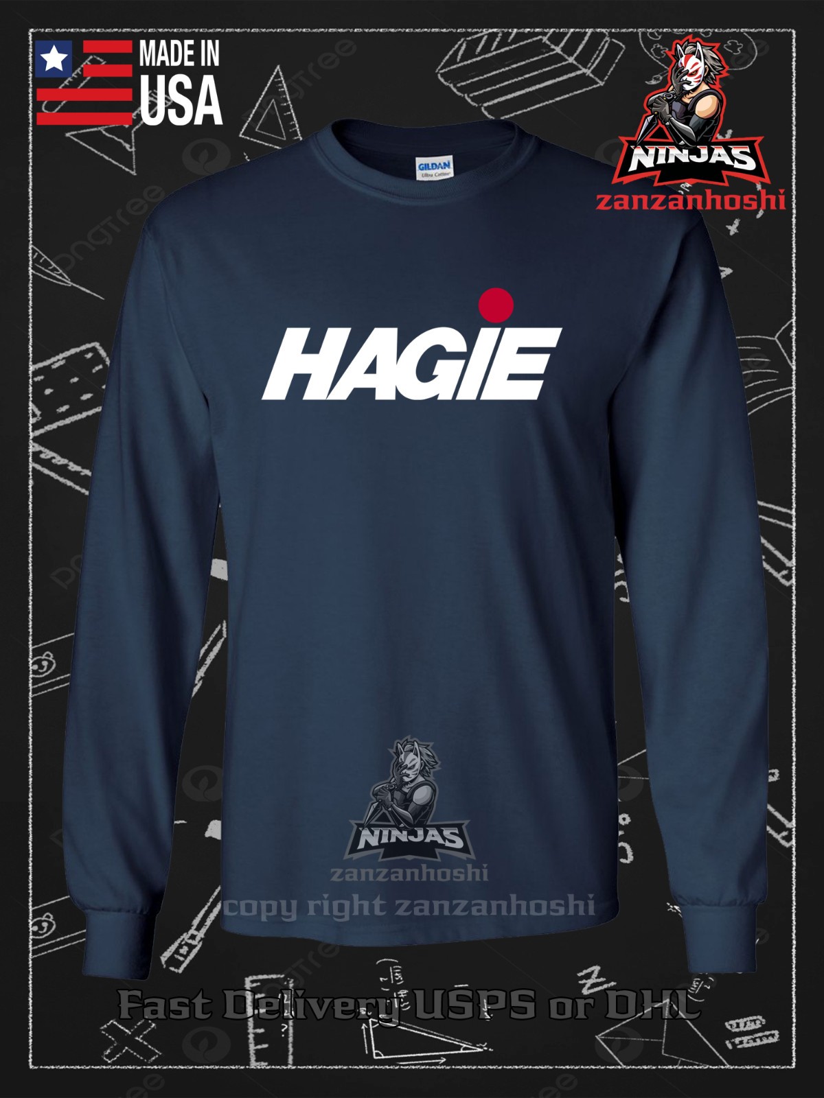 New Tee Hagie Manufacturing Company Men's Long Sleeve T-Shirt American Tee Shirt gallery