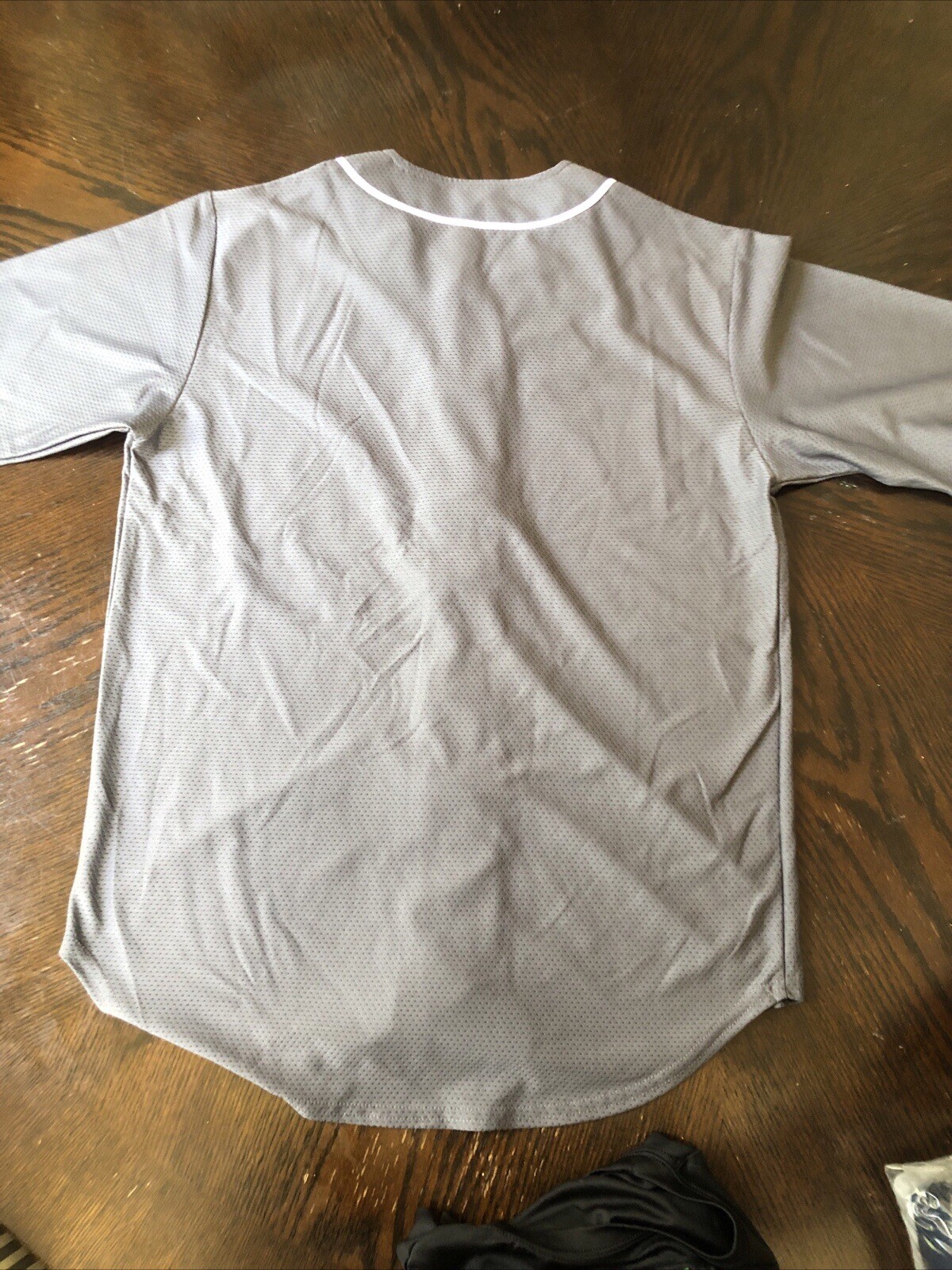 A4 N4184 Mens Short Sleeve Full Button Baseball Jersey Gray, Size Small, New!!! gallery