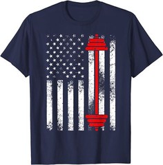 American Flag Barbell Weightlifting Fitness Lovers Unisex T-Shirt