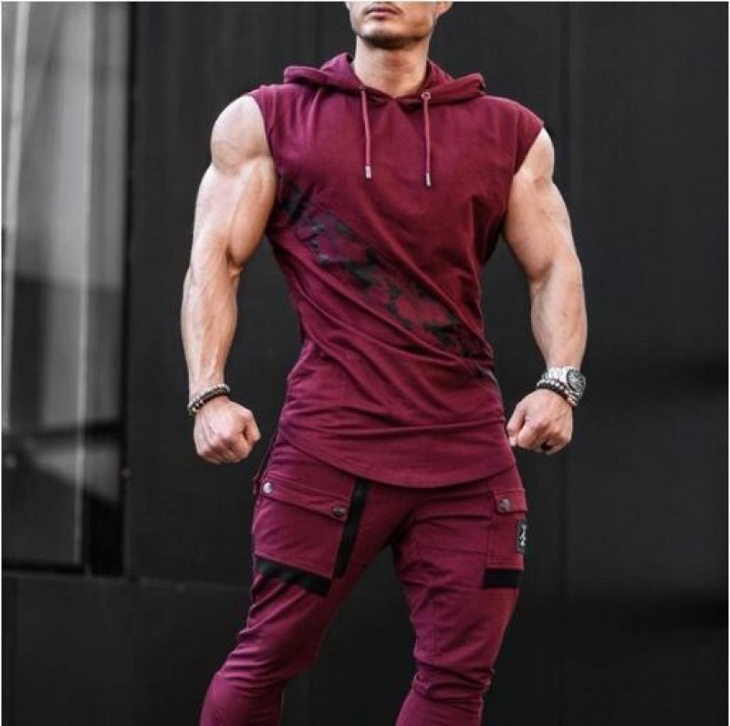 Men's Fashion Trend Casual Camouflage Color Short Sleeve Hooded T-shirt gallery