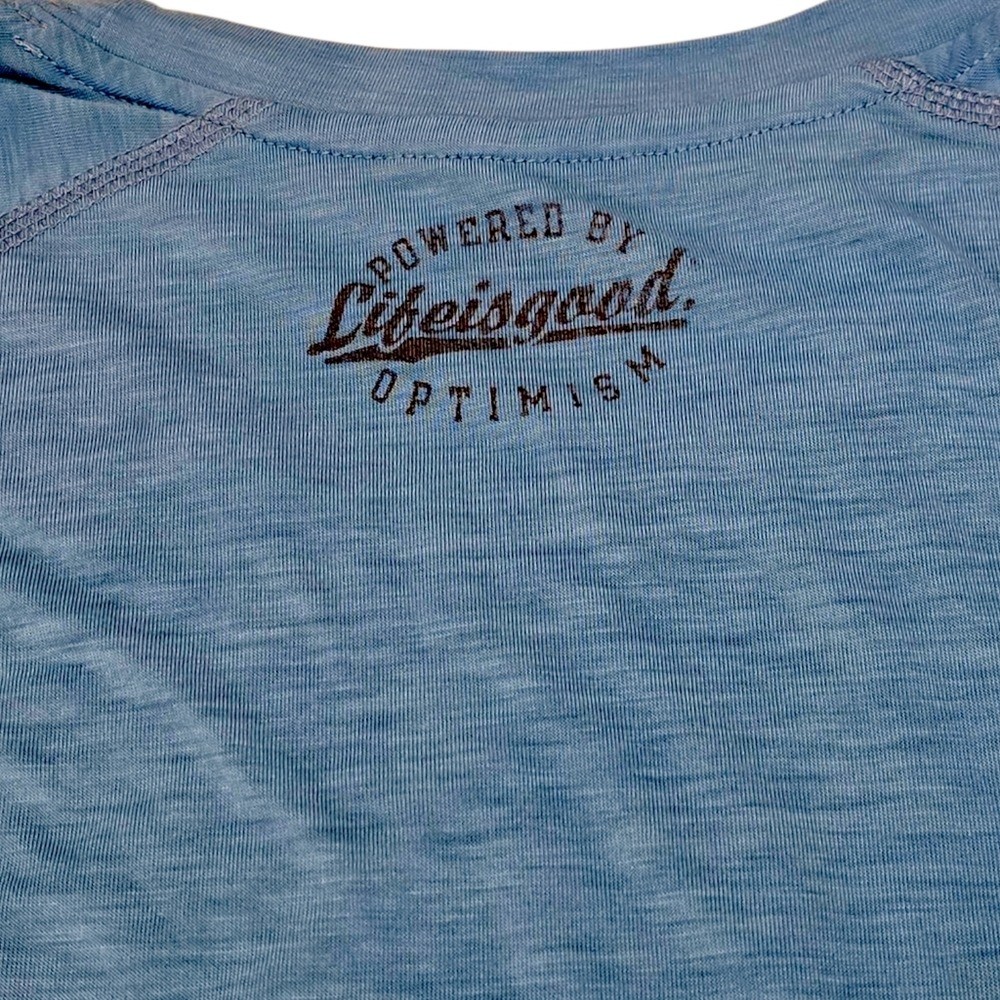 Life Is Good Men's Good Move Semi Fitted Running Sneakers Tee Blue XL FLAW gallery