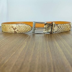 【intage Python】Luxury Python Leather Dress Belt, Made in Italy