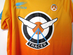 Overwatch Graphic Jersey Men Large Yellow Orange Tracer Soccer Embroidered
