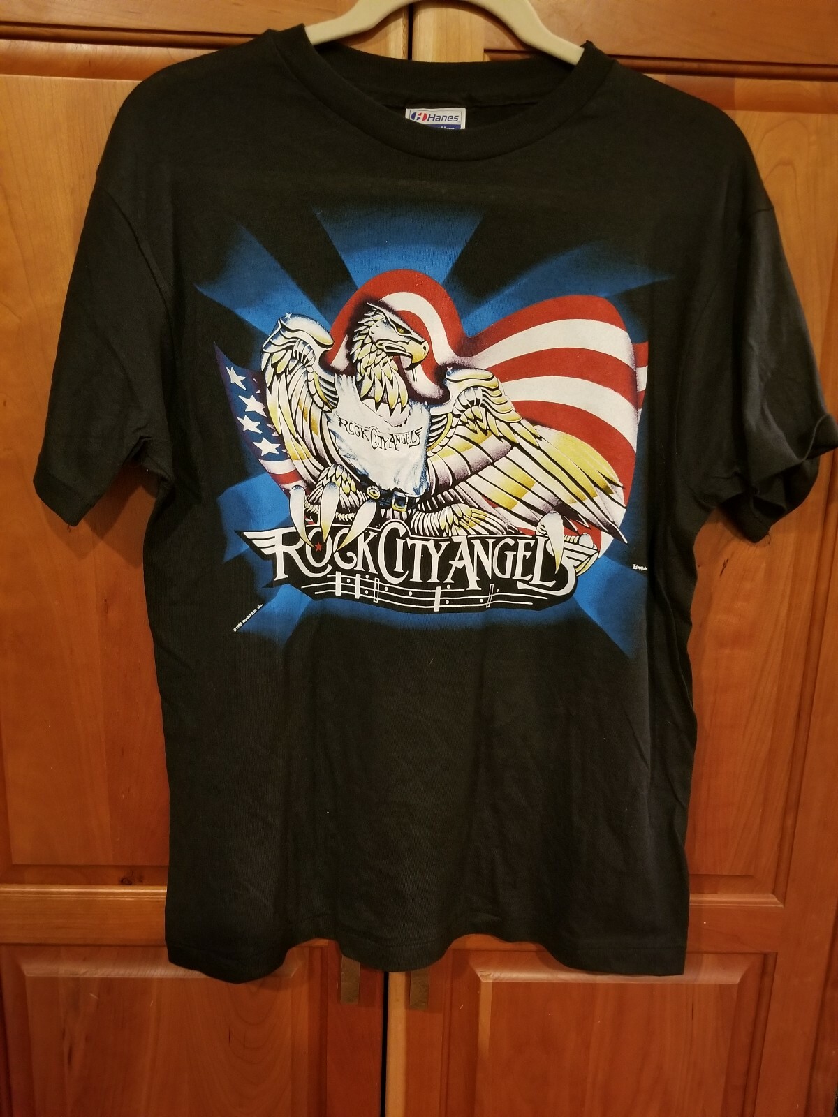 Vtg Johnny Depp Rock City Angels '88 RCA Shock USA Glam Metal Band Shirt L gallery