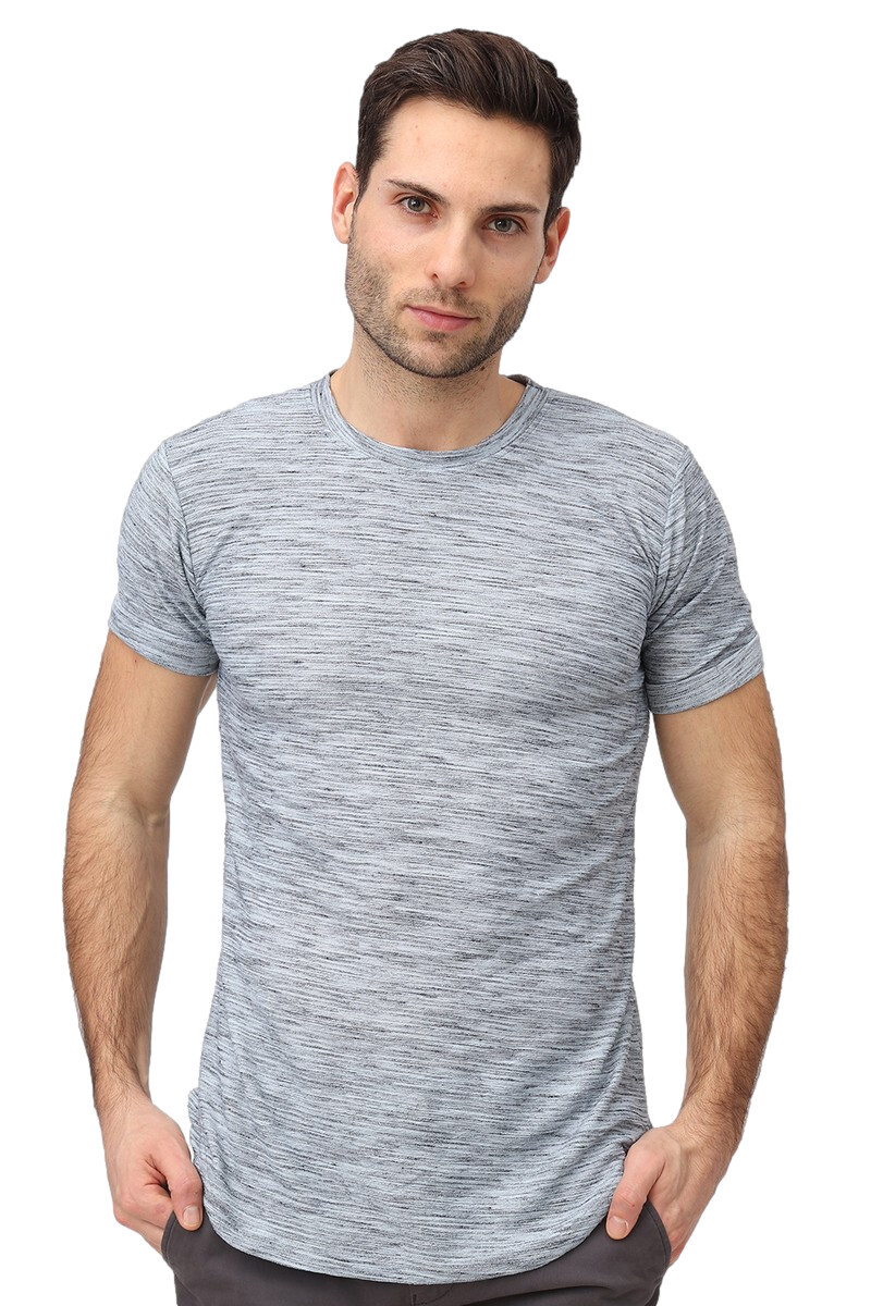 Mens Short Sleeve Crew Neck Round Hem Fitted T-Shirt 1748 gallery