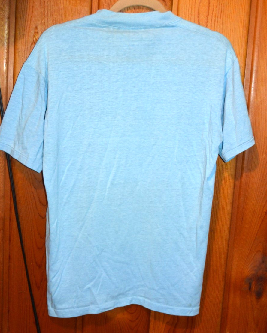 Vtg 70’s Gentle Giant Whales T Shirt Whale Protection Fund Blue Paper Thin M/L gallery