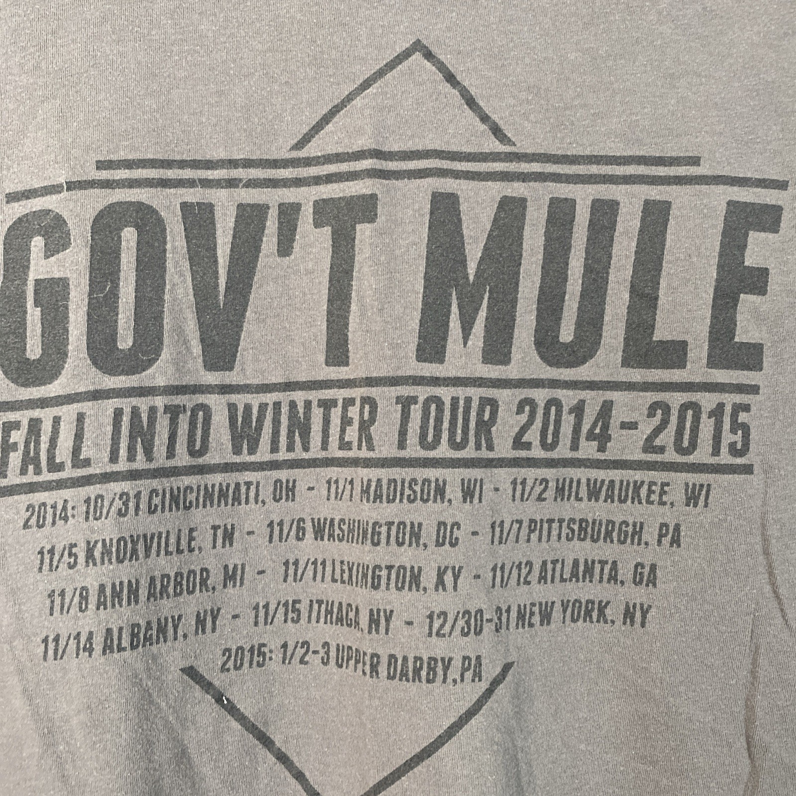 Government Mule Band T Shirt Long Sleeve Grey Light Weight Medium M Faded gallery