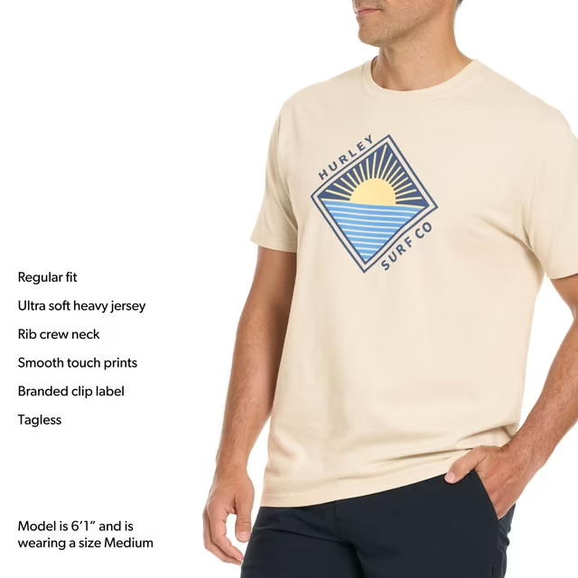Hurley Men's All Day Graphic Tee Size XXL Cream gallery
