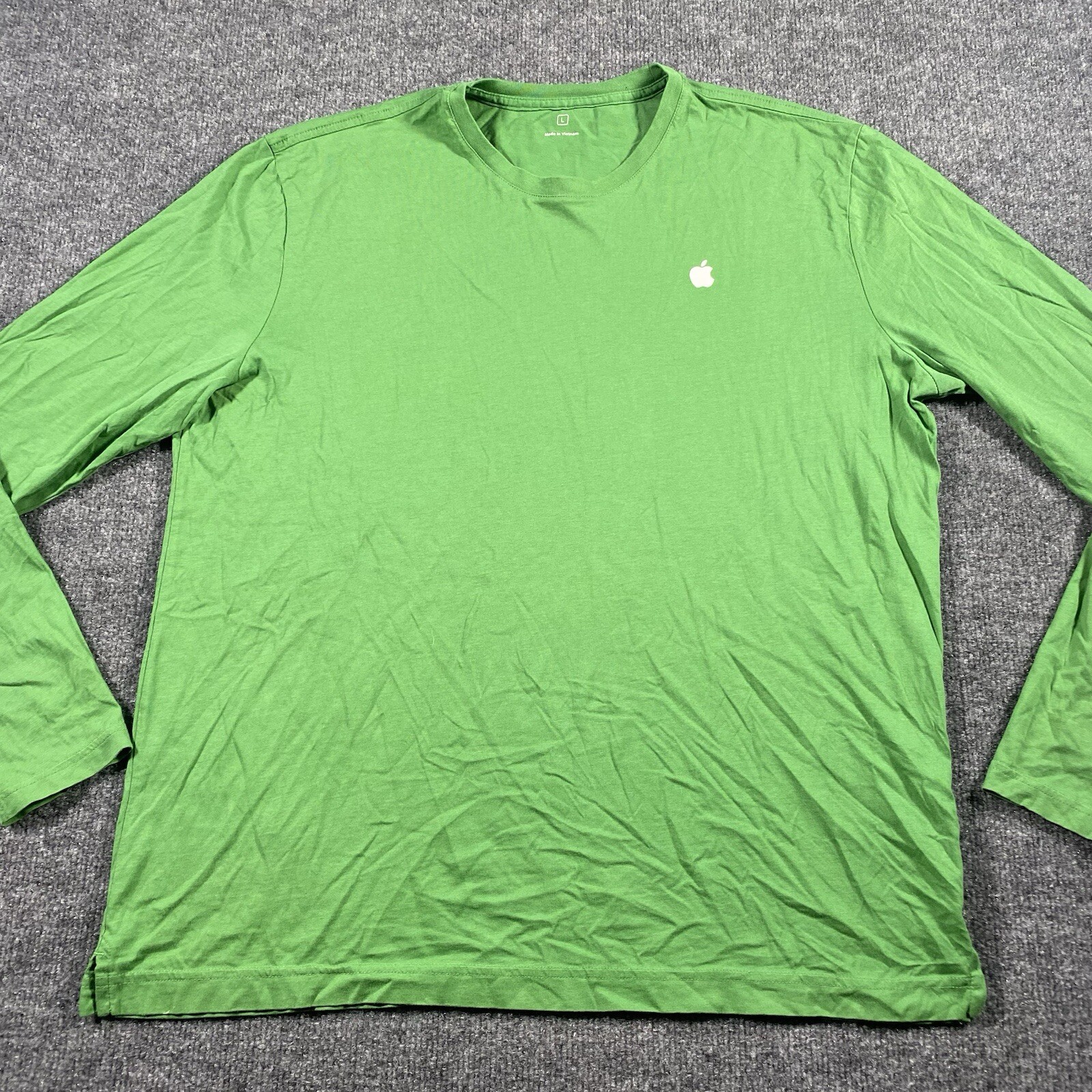Apple Mens Large Long Sleeve Green Shirt Crew Neck Soft Cotton Lightweight gallery