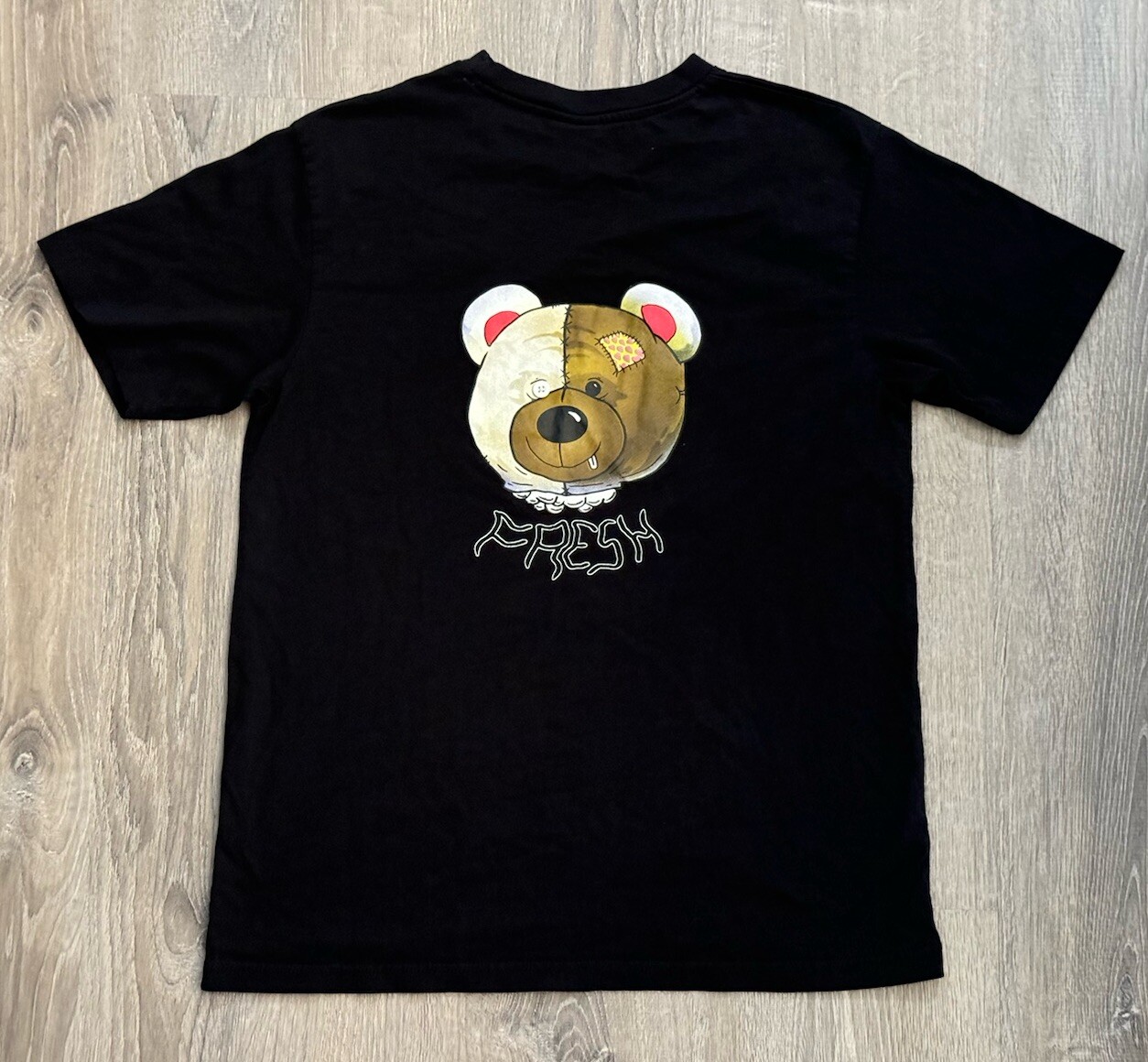 Teddy Fresh Graphic T-Shirt Stitched Button Eye Bear Men’s Medium Black gallery