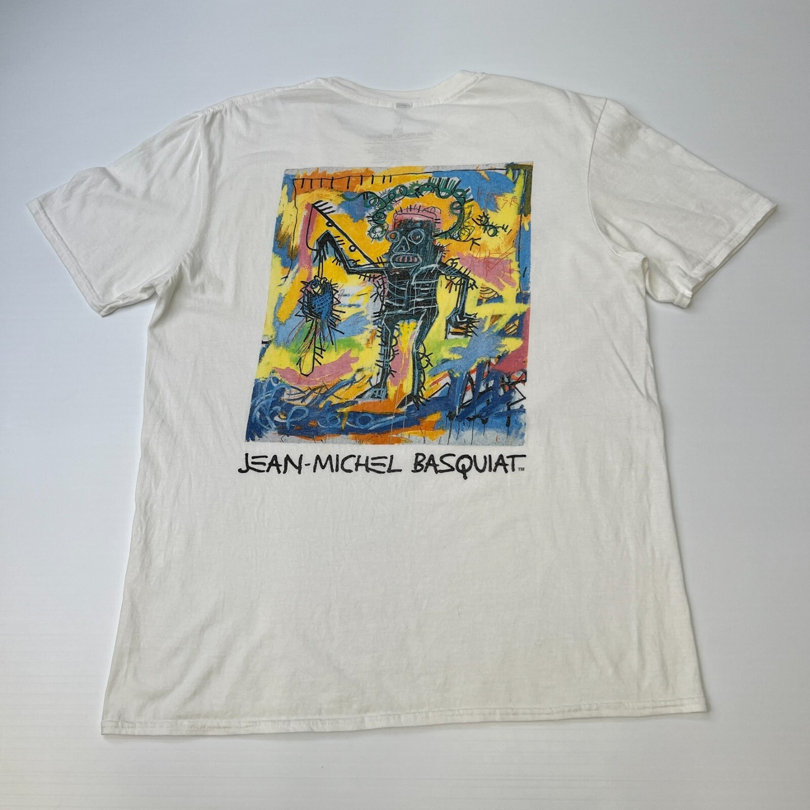 Jean Michel Basquiat Shirt Men Large Art Fishing Robot Retro Work Party Core Go