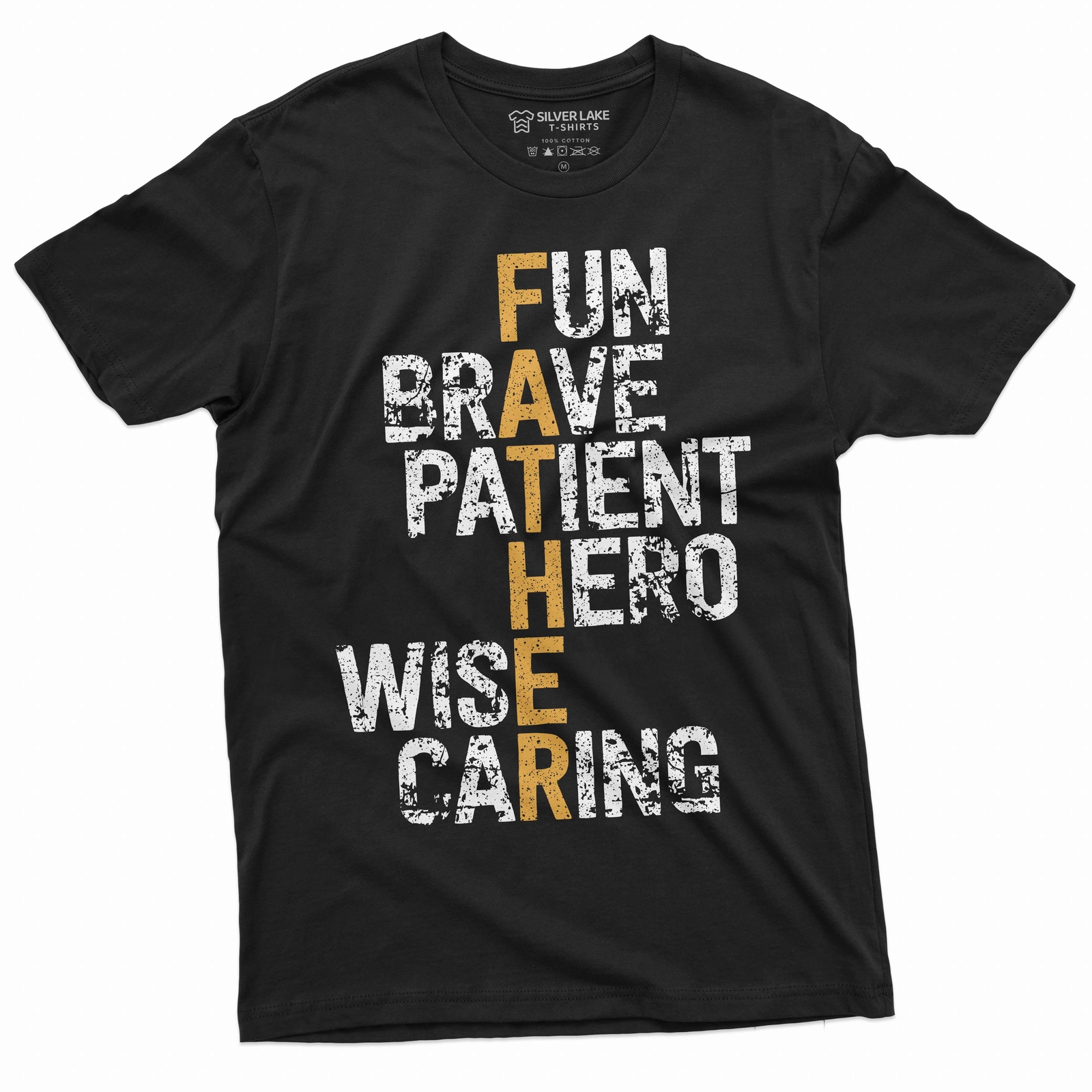 Mens Father definition shirt Father’s day Brave Patient hero wise caring dad tee