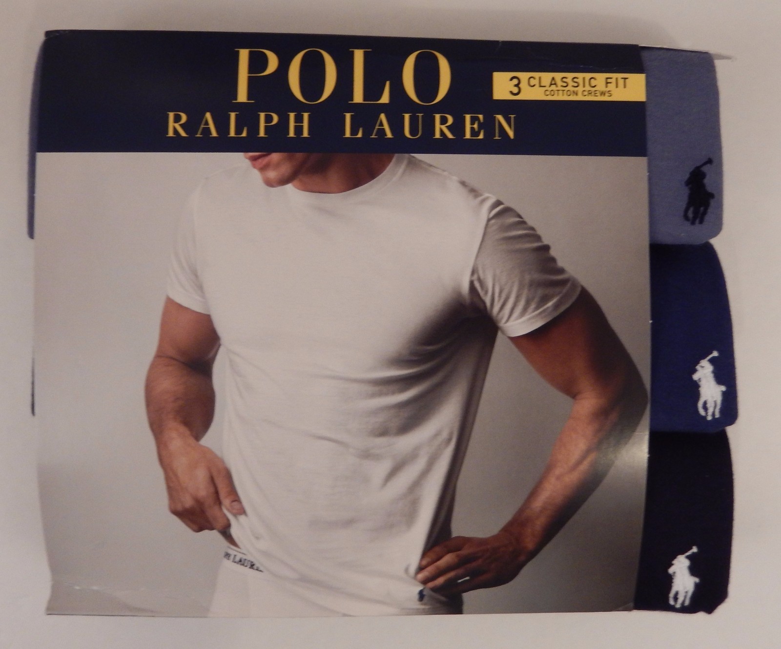 3 POLO RALPH LAUREN S M L XL 2XL COTTON BLACK WHITE GRAY BLUE CREW NECK T SHIRTS gallery