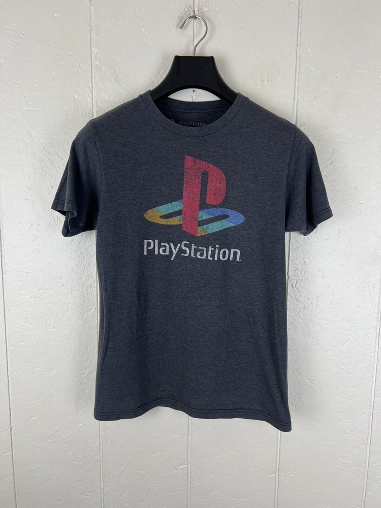 Playstation Shirt Mens Small Gray Graphic Logo Crew Neck Short Sleeve Stretch