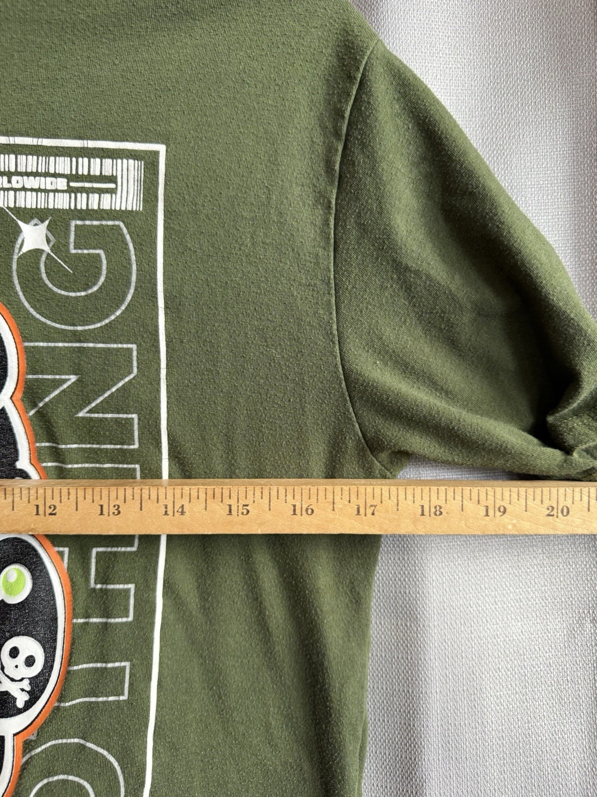 Shirt Youth Sz L 14/16 Olive Green Lucky Charm Sewn Voodoo Bear No Luck gallery