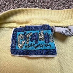 GITANO WAVE RHYTHM Vintage 80s Yellow Crinkle Cotton Surfers T-shirt small