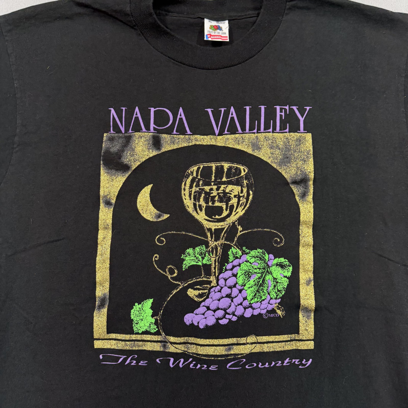 Vintage Napa Valley Shirt Mens XL Black Wine Country Fruit Of The Loom 90s gallery