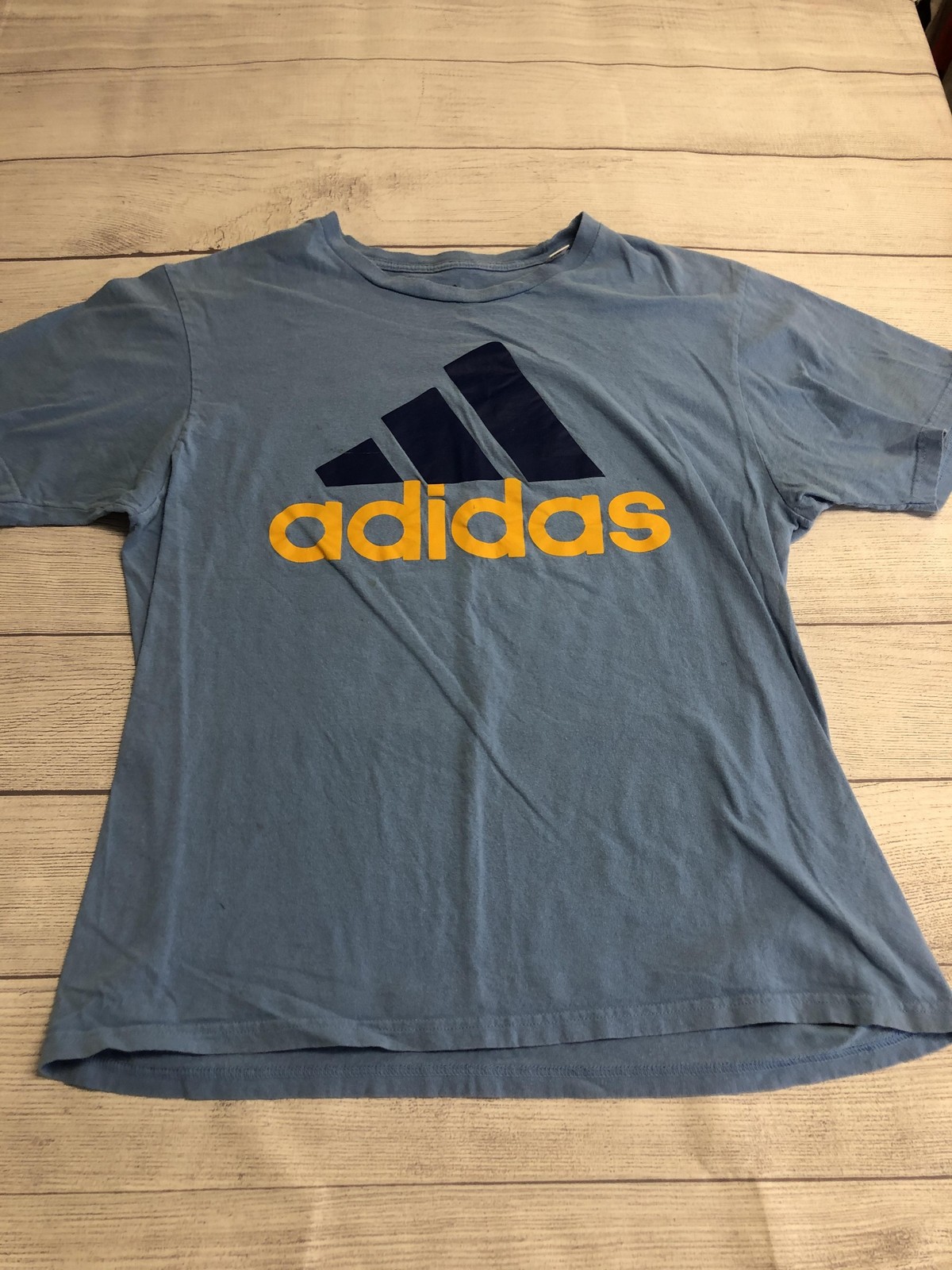 Adidas Shirt Mens Large Blue The Go-To Tee Logo Graphic Tagless Sports Athletic