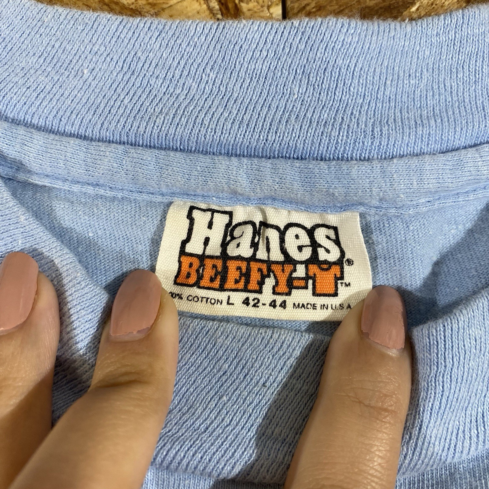 Vintage 70s Hanes Beefy I Got Lei'd Hawaiian Style Blue Single Stitch Shirt SZ L gallery