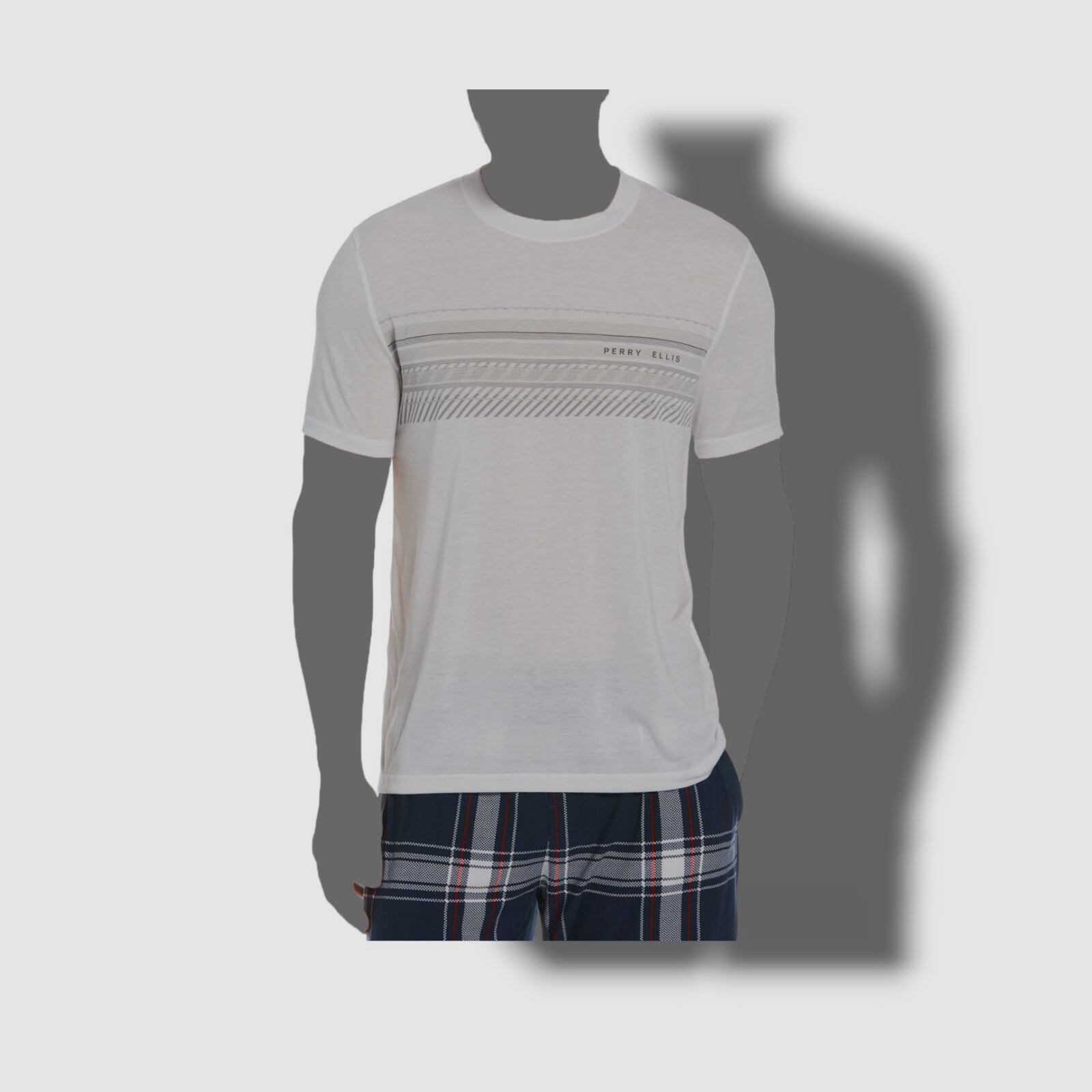 $38 Perry Ellis Men’s White Short-Sleeve Logo Crewneck Graphic T-Shirt Size XL