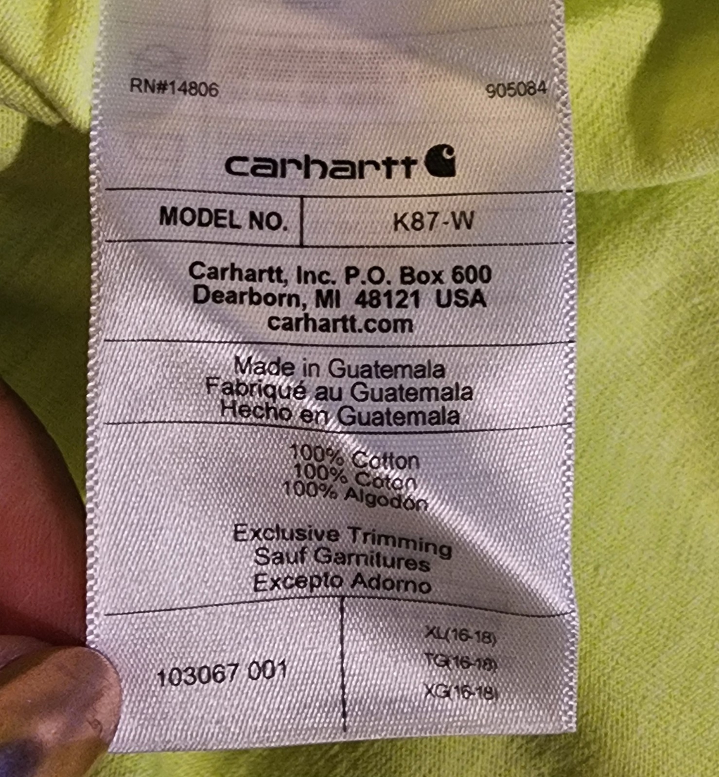 Carhartt Hi Vis Safety T Shirt XL Lime Yellow ASC Sabertooth Logo NWT gallery