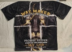 GOD LION CROSS WAY MAKER MIRACLE WORKER PROMISE KEEPER RELIGION T-SHIRT SHIRT
