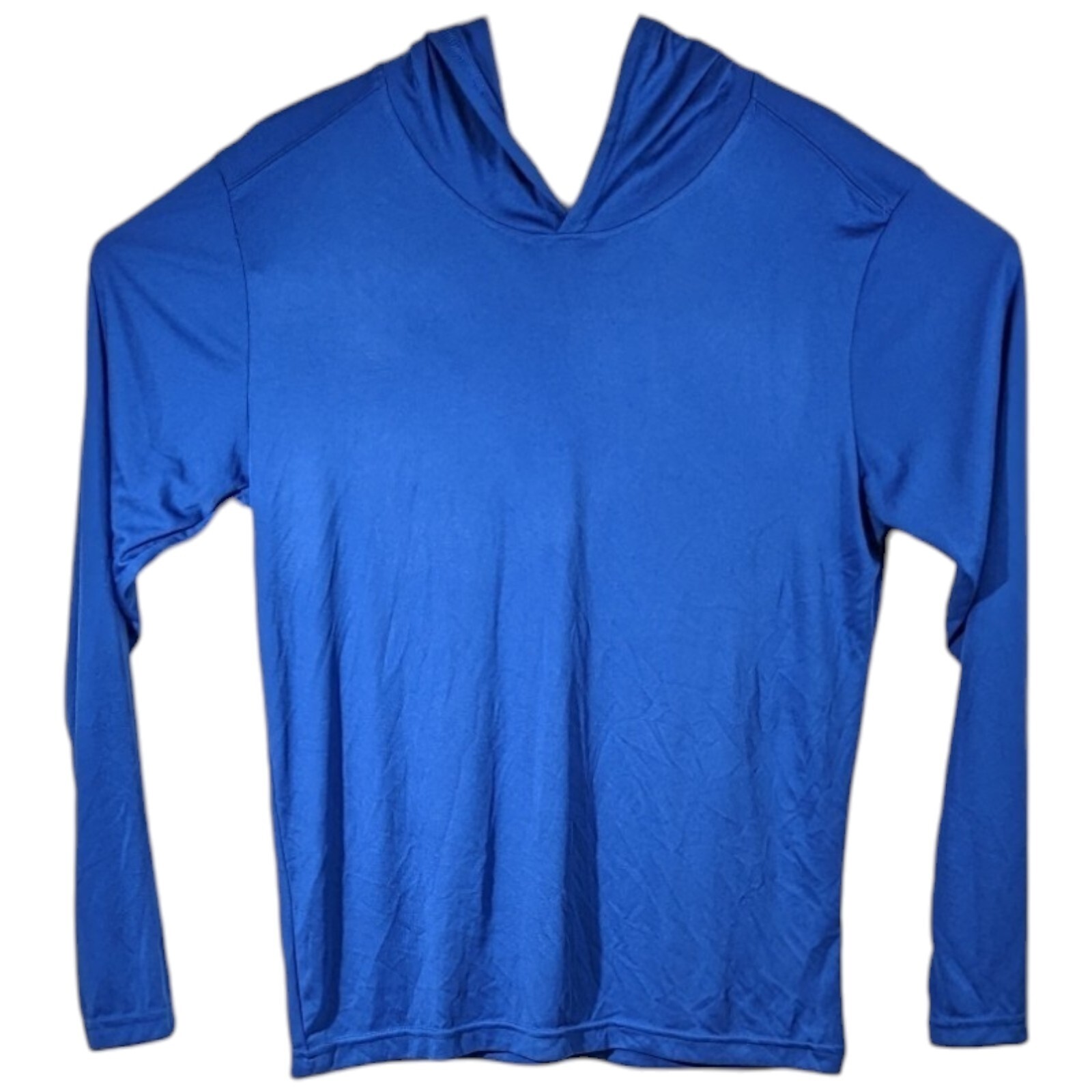 2 Long Sleeve Plain Lighter Blue Workout Shirts Hood Size Medium M/L Loose Solid gallery