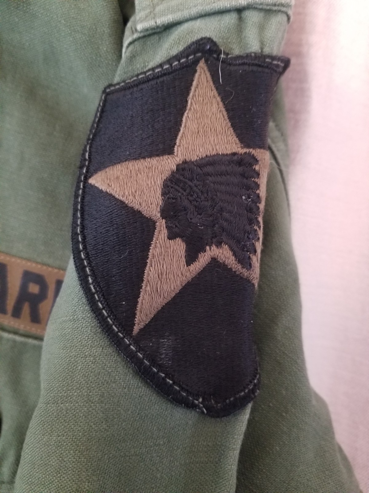 US Army Men's Military Uniform Shirt Blouse Cotton OG-107 Olive VTG 60's Patches gallery