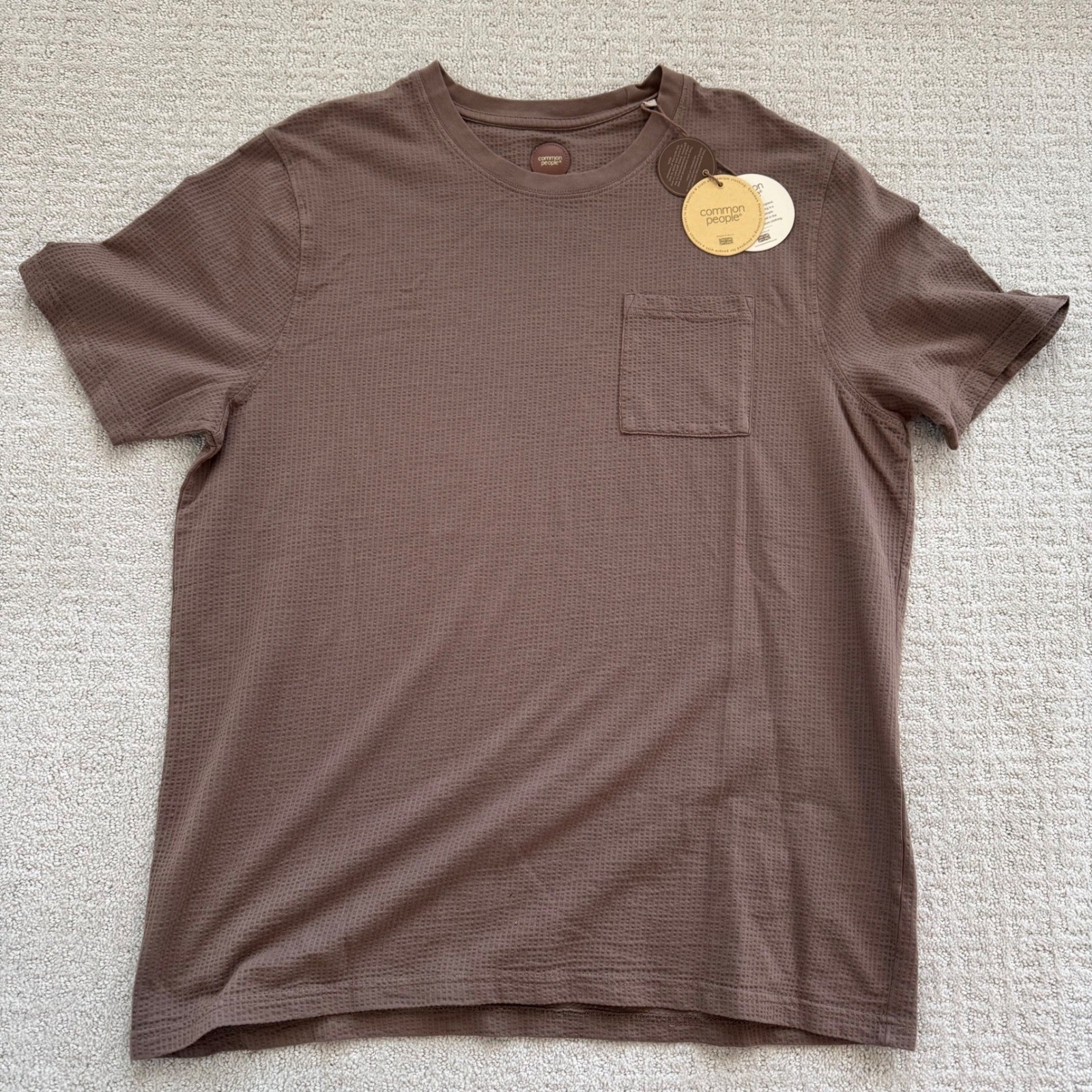Common People Seersucker GD Tee Brown Textured Pocket Size L