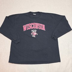 Steve & Barrys Wisconsin Badgers Long Sleeve Henley Shirt Mens XXL Bucky Badger