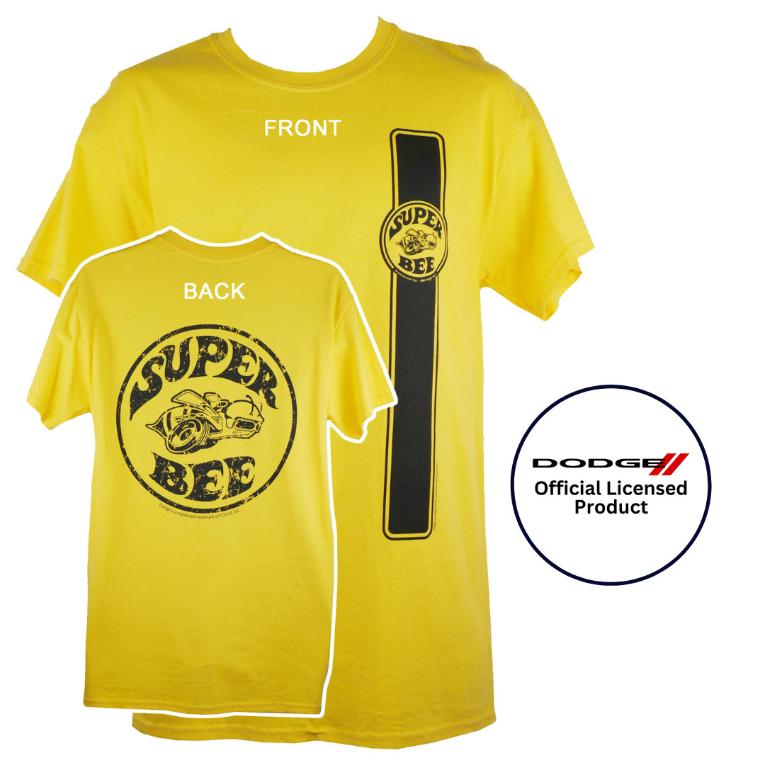 Dodge Super Bee 60s 70s Logo Car Graphic Cotton T-Shirt Yellow Official Licensed