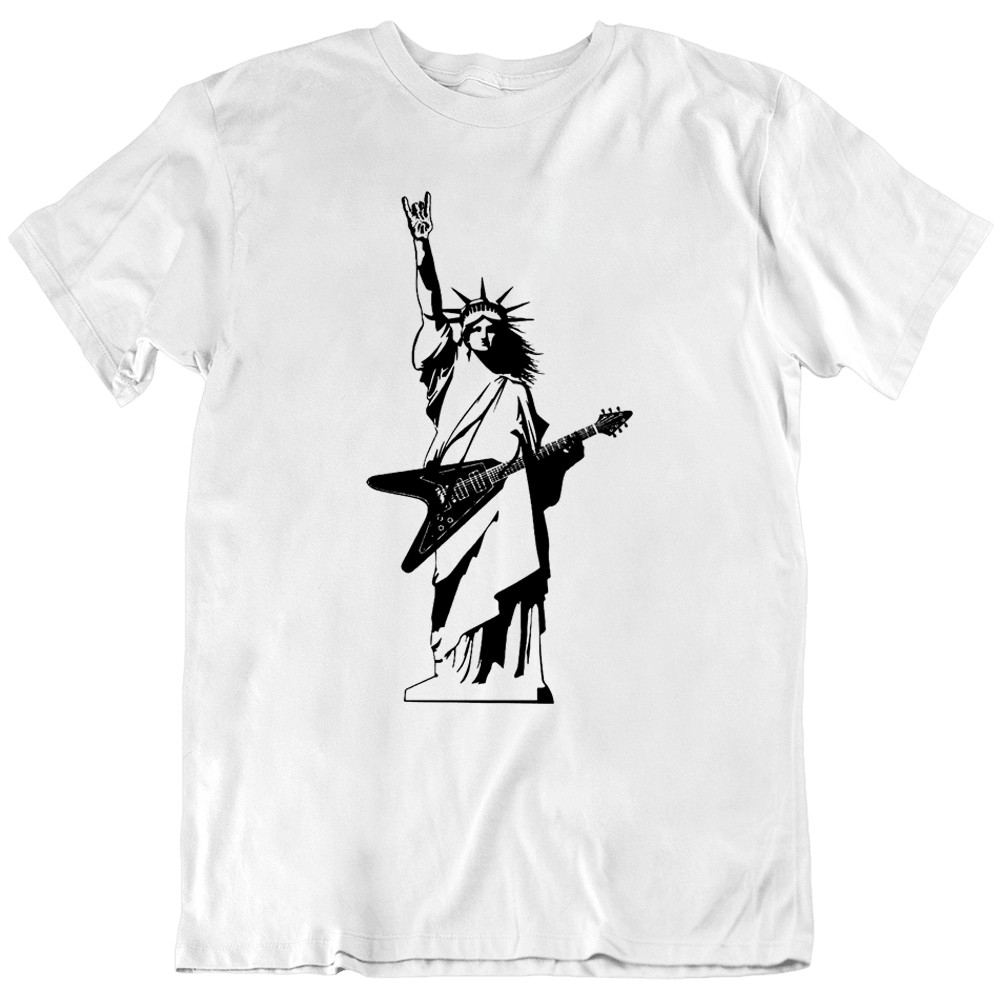 Guitar Rock Music Statue of Liberty Art Freedom Funny T-Shirt Tee Gift New gallery